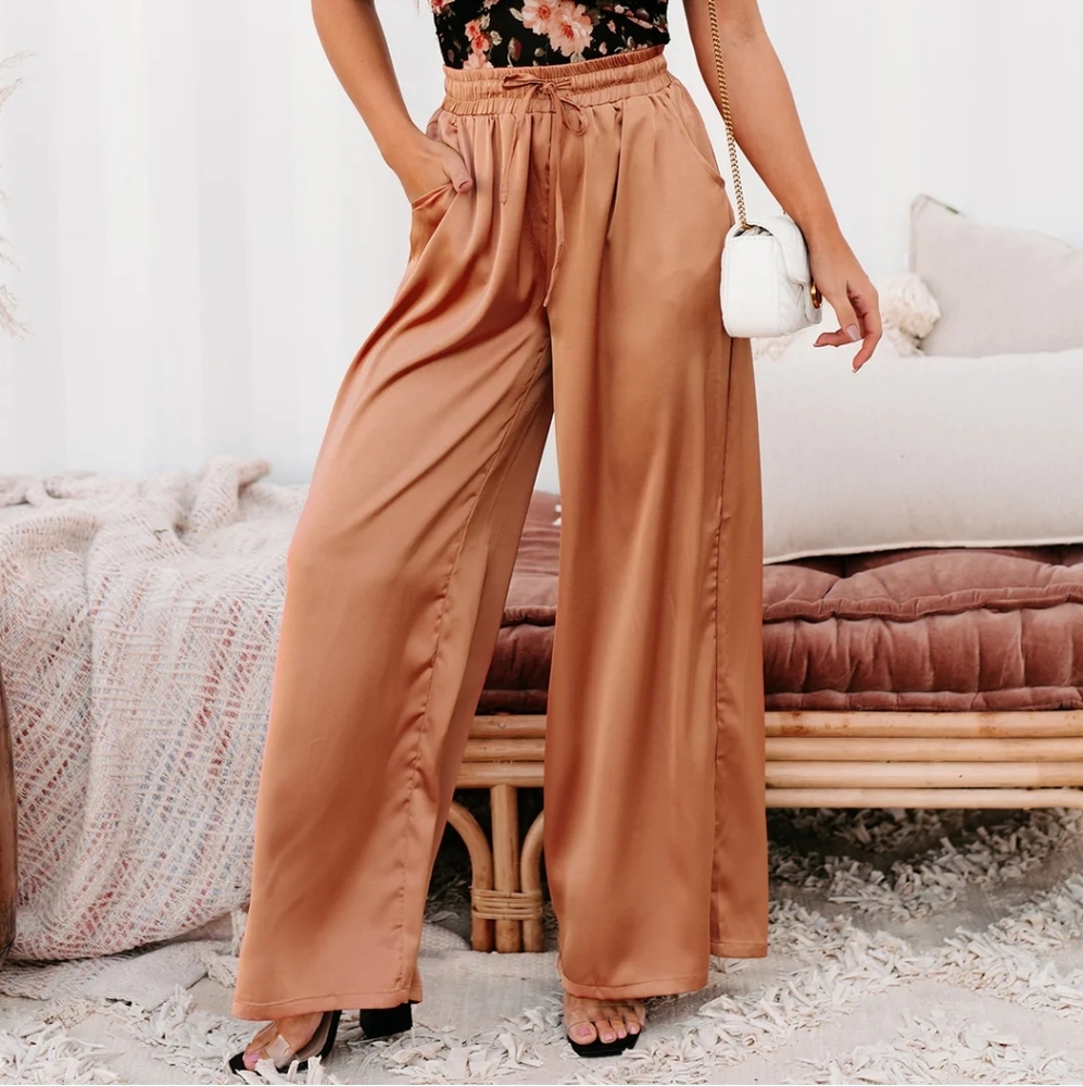 Wide Leg Satin Pants